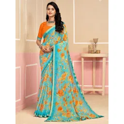 KALINI Floral Printed Poly Chiffon Saree-picture-34
