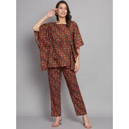 KALINI Floral Printed Pure Cotton Kaftan With Trousers-picture-23