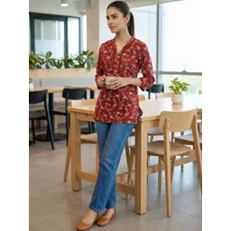 KALINI Floral Printed Pure Cotton Kurti-picture-21