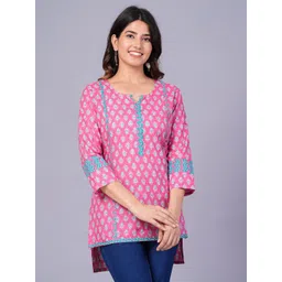 KALINI Floral Printed Round Neck Cotton Top-picture-13