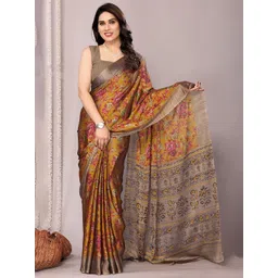 KALINI Floral Printed Saree With Blouse Piece-picture-36