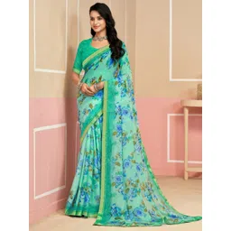KALINI Floral Printed Saree With Unstitched Blouse Piece-picture-36