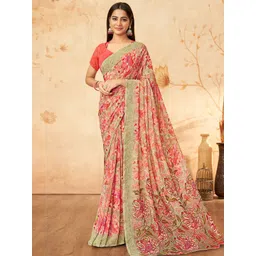 KALINI Floral Printed Saree with Unstitched Blouse Piece-picture-37