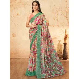 KALINI Floral Printed Saree With Unstitched Blouse Piece-picture-34