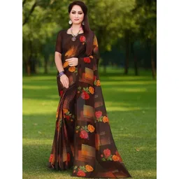 KALINI Floral Printed Saree With Unstitched Blouse Piece-picture-41