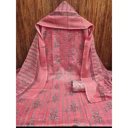 KALINI Floral Printed Sequinned Unstitched Dress Material-picture-11