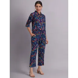 KALINI Floral Printed Shirt Collar Shirt With Trousers Co-Ords-picture-10