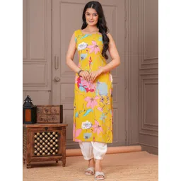 KALINI Floral Printed Sleeveless Straight Kurta With Harem Pants-picture-15