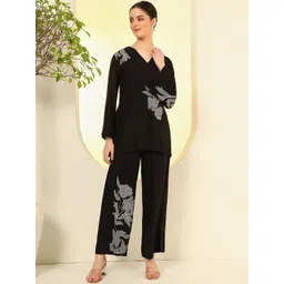 KALINI Floral Printed V-Neck Tunic with Trousers Co-Ords-picture-23