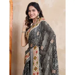 KALINI Floral Printed Zari Brasso Saree-picture-36