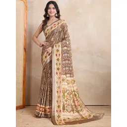 KALINI Floral Printed Zari Brasso Saree-picture-27