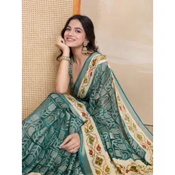 KALINI Floral Printed Zari Brasso Saree-picture-10