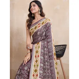 KALINI Floral Printed Zari Brasso Saree-picture-33