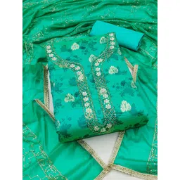 KALINI Floral Woven Design Jacquard Unstitched Dress Material-picture-34