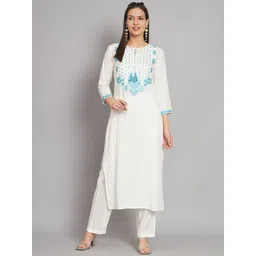 KALINI Floral Yoke Design Mirror Work Kurta with Palazzos-image-45