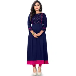 KALINI Floral Yoke Design Round Neck Panelled Anarkali Kurta-image-48