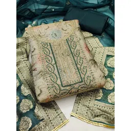 KALINI Floral Zardozi Embellished Organza Unstitched Dress Material-picture-12