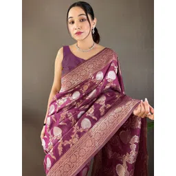 KALINI Floral Zari Silk Blend Saree image 2