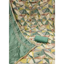 KALINI Geometric Printed Beads Work Unstitched Dress Material-picture-32