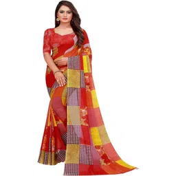 KALINI Geometric Printed Saree With Blouse-picture-27