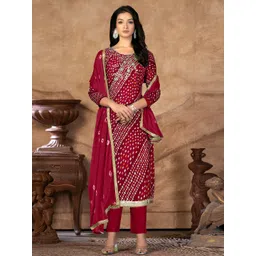 KALINI Geometric Printed Sequinned Detailed Pure Cotton Unstitched Dress Material-picture-36