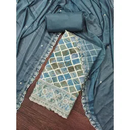 KALINI Geometric Printed Sequinned Unstitched Dress Material-picture-25