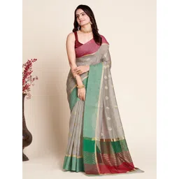 KALINI Geometric Woven Design Cotton Silk Banarasi Saree-picture-19