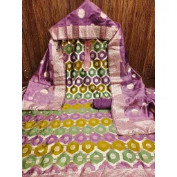 KALINI Geometric Woven Design Gotta Patti Organza Jacquard Unstitched Dress Material-picture-12