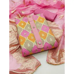 KALINI Geometric Woven Design Organza Unstitched Dress Material-picture-10