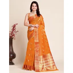 KALINI Geometric Woven Design Zari Silk Cotton Banarasi Saree-picture-26