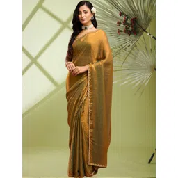KALINI Gold Silk Blend Solid Sarees-picture-19