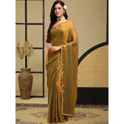 KALINI Gold Silk Blend Solid Sarees-picture-33