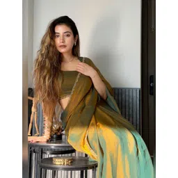 KALINI Gold Silk Blend Solid Sarees-picture-16