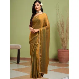 KALINI Gold Silk Blend Solid Sarees-picture-30
