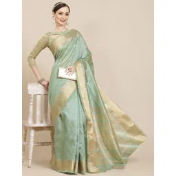 KALINI Green & Golden Solid Woven Design Saree-picture-38