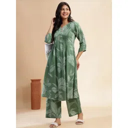 KALINI Green Pure Cotton Kurta Sets-image-30