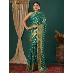 KALINI Green Pure Georgette Embellished Sarees-image-1