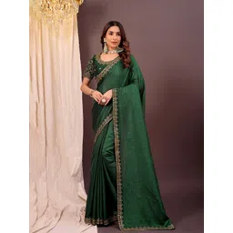 KALINI Green Silk Blend Embellished Sarees-picture-37