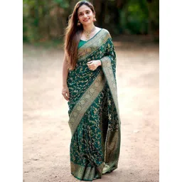 KALINI Green Silk Blend Woven Design Sarees-picture-39