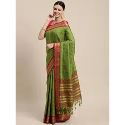 KALINI Green Silk Cotton Checked Sarees-picture-25