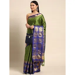 KALINI Green Silk Cotton Woven Design Sarees-picture-14