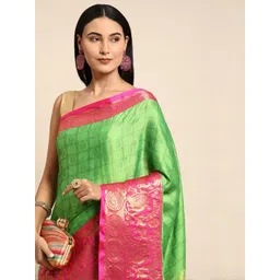 KALINI Green Silk Cotton Woven Design Sarees-picture-10