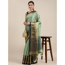KALINI Green Silk Cotton Woven Design Sarees-picture-11