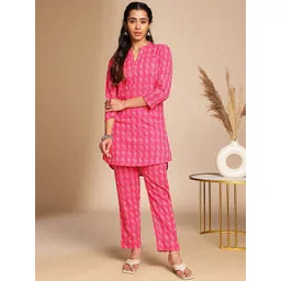 KALINI Janasya Women's Pink Cotton Woven Design Regular Co-ord Set-picture-24