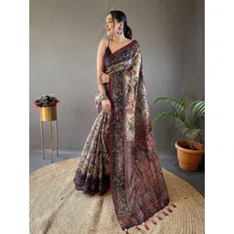 KALINI Kalamkari Printed Saree With Unstitched Blouse Piece-picture-15
