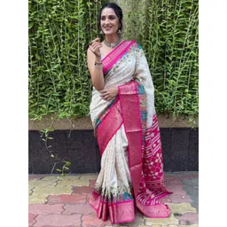 KALINI Kalamkari Printed Zari Sungudi Saree-picture-11