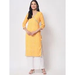 KALINI Leheriya Printed V-Neck Gotta Patti Angrakha Kurta-picture-20