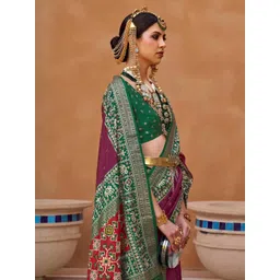 KALINI Magenta Printed Silk Blend Sarees image 3