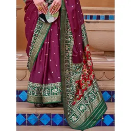 KALINI Magenta Printed Silk Blend Sarees image 2