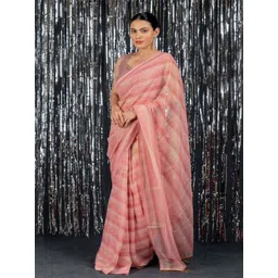 kalini MIRCHI FASHION Sequinned Striped Organza Saree-picture-26